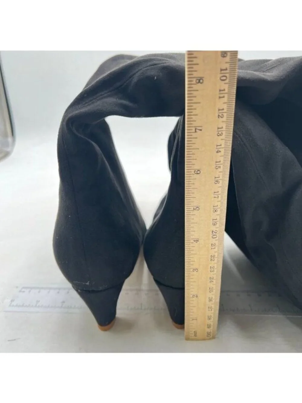 Black Women Low Heel Pull on Knee High Boots Stylish Square Toe Long Boots